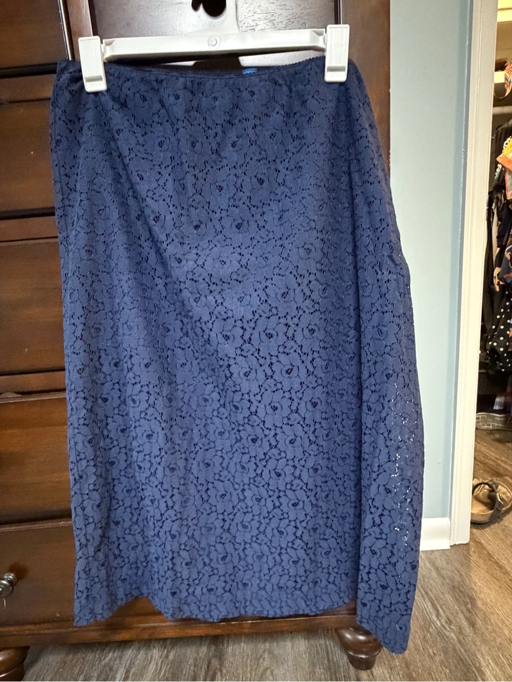 Old Navy Navy Floral Lace Midi Skirt